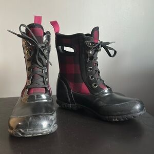 BOGS Sydney Lace Plaid Print Insulated Rain Boots